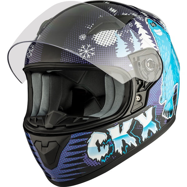 CASQUE RR519Y VISIÈRE DOUBLE BIGFOOT MAUVE/BLEU LUSTRÉ