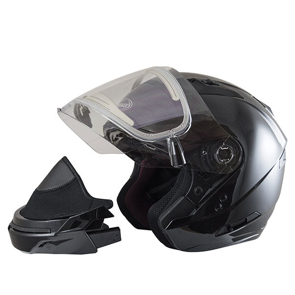 CASQUE OUVERT GMAX OF-77 NOIR DOUBLE LENTILLE